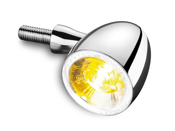 Bullet 1000® PL white LED Blinker mit Positionslicht, chrom, vorne