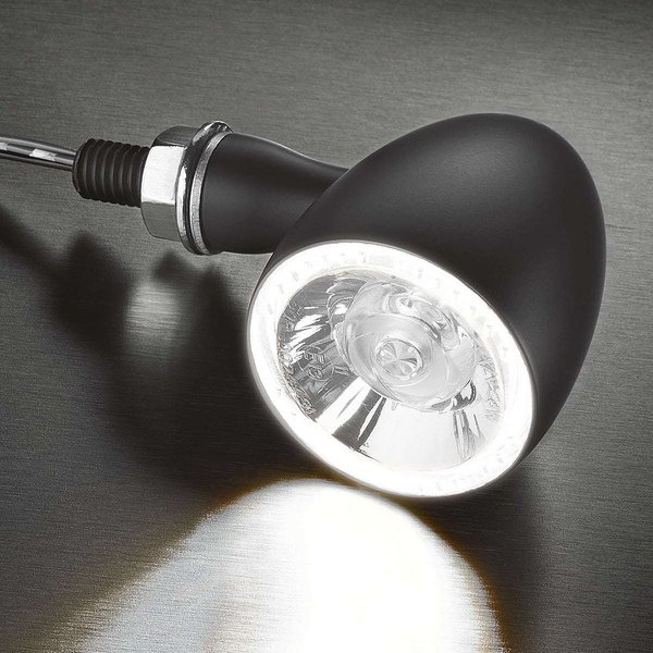 Bullet 1000® PL white LED Blinker mit Positionslicht, schwarz, vorne