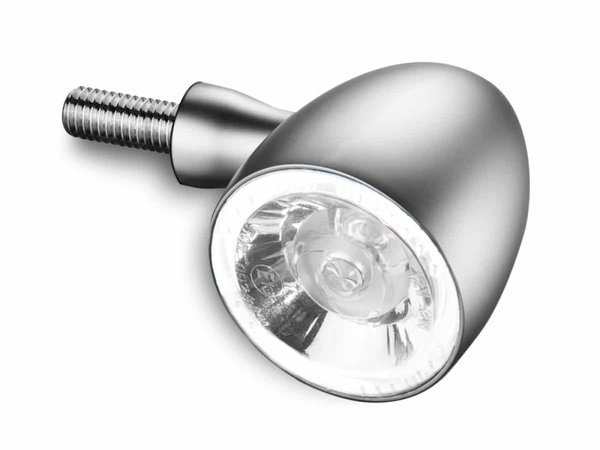 Bullet 1000® PL white LED Blinker mit Positionslicht, chrom matt, vorne
